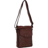 Vintage Woven Classic Leather Crossbody Bag Cognac :  D-76