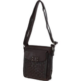 Vintage Woven Classic Leather Crossbody Bag Dark Brown :  D-76