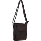 Vintage Woven Classic Leather Crossbody Bag Dark Brown :  D-76