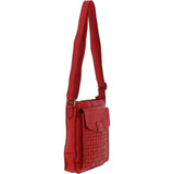 Vintage Woven Classic Leather Crossbody Bag Red :  D-76