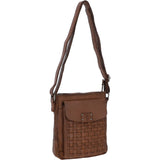 Vintage Woven Classic Leather Crossbody Bag Taupe :  D-76