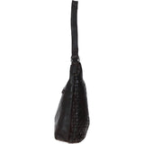 Ashwood Vintage Woven Leather Shoulder Bag Dark Brown: D-77