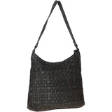 Ashwood Vintage Woven Leather Shoulder Bag Dark Grey: D-77