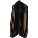 Vintage Woven Leather Zip Around Small  6 Card Coin Purse Black :  D-80
