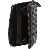 Vintage Woven Leather Zip Around Small  6 Card Coin Purse Dark Grey :  D-80