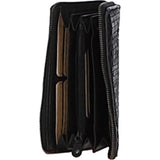 Vintage Woven Leather Zip Around Large 10 Card Coin Note Purse Black :  D-81