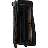 Vintage Woven Leather Zip Around Large 10 Card Coin Note Purse Black :  D-81