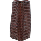 Vintage Woven Leather Zip Around Large 10 Card Coin Note Purse Cognac :  D-81