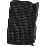 Vintage Woven Leather Zip Around Large 22 Card Coin Note Purse Black :  D-84