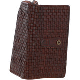 Vintage Woven Leather Zip Around Large 22 Card Coin Note Purse Cognac :  D-84