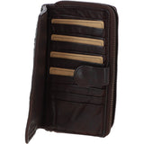 Vintage Woven Leather Zip Around Large 22 Card Coin Note Purse Dark Brown :  D-84