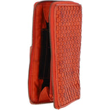 Vintage Woven Leather Zip Around Large 22 Card Coin Note Purse Orange :  D-84