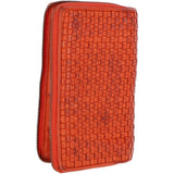 Vintage Woven Leather Zip Around Large 22 Card Coin Note Purse Orange :  D-84