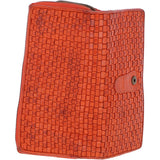 Vintage Woven Leather Zip Around Large 22 Card Coin Note Purse Orange :  D-84