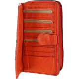 Vintage Woven Leather Zip Around Large 22 Card Coin Note Purse Orange :  D-84