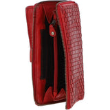 Vintage Woven Leather Zip Around Large 22 Card Coin Note Purse Red :  D-84