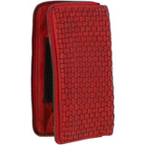 Vintage Woven Leather Zip Around Large 22 Card Coin Note Purse Red :  D-84
