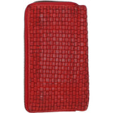 Vintage Woven Leather Zip Around Large 22 Card Coin Note Purse Red :  D-84