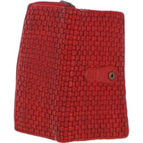 Vintage Woven Leather Zip Around Large 22 Card Coin Note Purse Red :  D-84