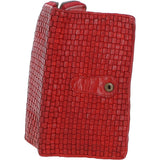 Vintage Woven Leather Zip Around Large 22 Card Coin Note Purse Red :  D-84