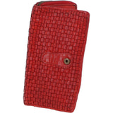 Vintage Woven Leather Zip Around Large 22 Card Coin Note Purse Red :  D-84