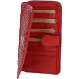 Vintage Woven Leather Zip Around Large 22 Card Coin Note Purse Red :  D-84