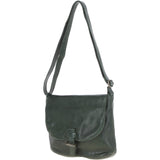 Tablet Friendly Medium Vintage Leather Bag Green: D-91