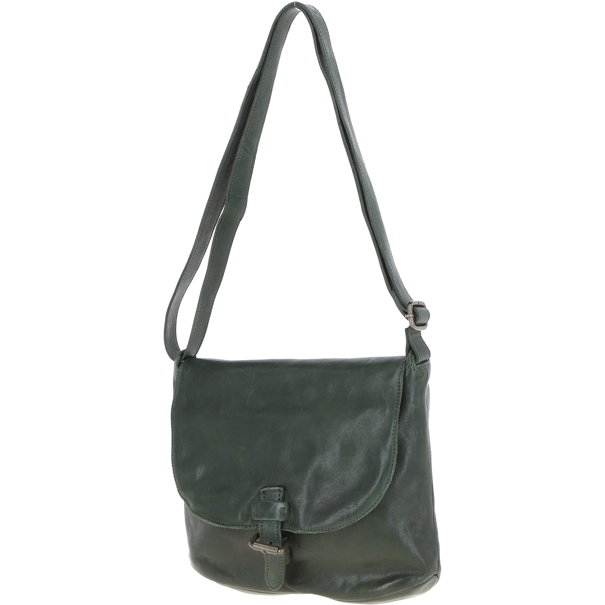 Tablet Friendly Medium Vintage Leather Bag Green: D-91