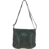 Tablet Friendly Medium Vintage Leather Bag Green: D-91