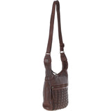 Vintage Woven Leather Crossbody Bag Brandy:  D-92