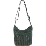 Vintage Woven Leather Crossbody Bag Green:  D-92