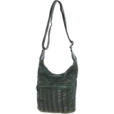 Vintage Woven Leather Crossbody Bag Green:  D-92