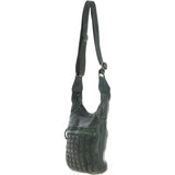 Vintage Woven Leather Crossbody Bag Green:  D-92