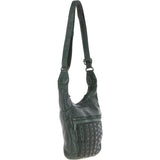 Vintage Woven Leather Crossbody Bag Green:  D-92