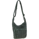 Vintage Woven Leather Crossbody Bag Green:  D-92