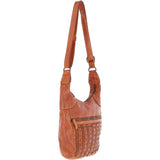 Vintage Woven Leather Crossbody Bag Tan:  D-92