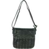 Vintage Woven Leather Crossbody Bag Green:  D-93