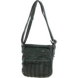 Vintage Woven Leather Crossbody Bag Green:  D-93