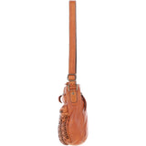 Vintage Woven Leather Crossbody Bag Tan:  D-93