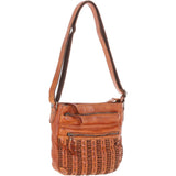 Vintage Woven Leather Crossbody Bag Tan:  D-93