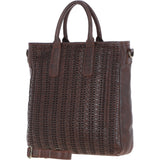 Vintage Woven Large Leather Handbag Brandy:  D-95
