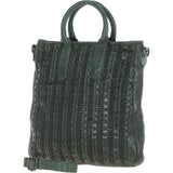 Vintage Woven Large Leather Handbag Green:  D-95