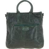 Vintage Woven Large Leather Handbag Green:  D-95