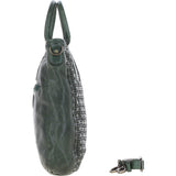 Vintage Woven Large Leather Handbag Green:  D-95