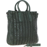 Vintage Woven Large Leather Handbag Green:  D-95
