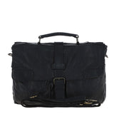 Mens Leather Briefcase Black: DORIS N
