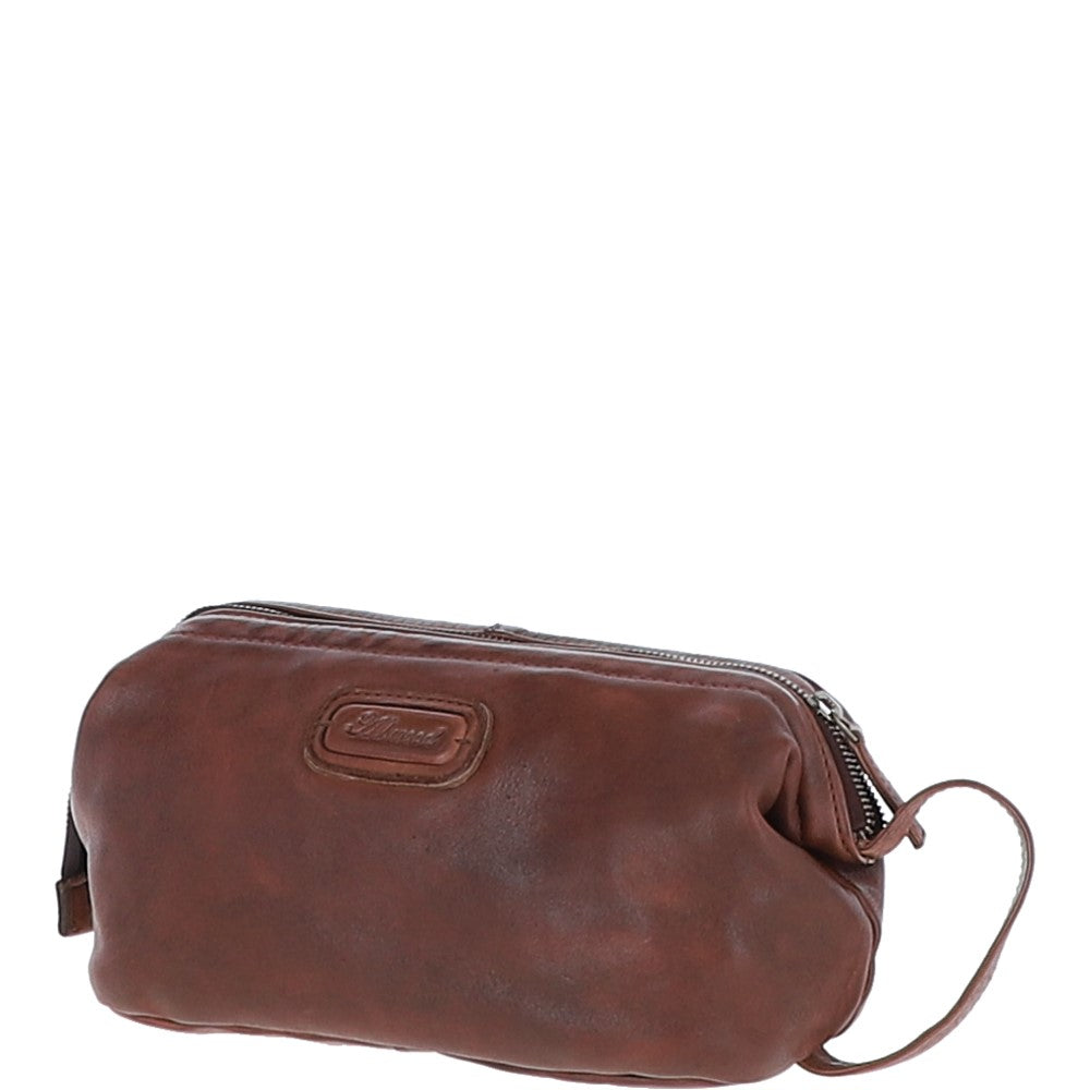 Mens Leather Wash Bag Brandy : Duff
