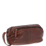 Mens Leather Wash Bag Brandy : Duff