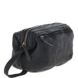 Mens Leather Wash Bag Black : Duff