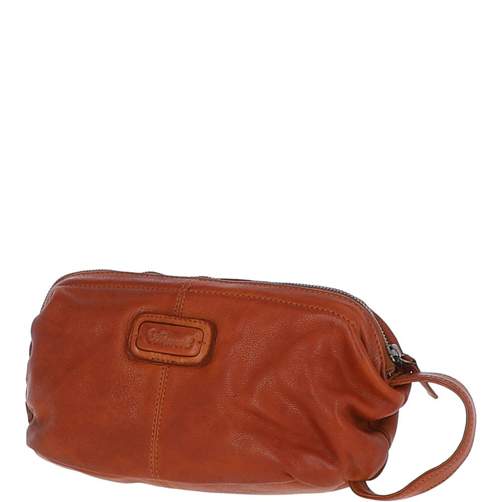 Mens Leather Wash Bag Tan : Duff